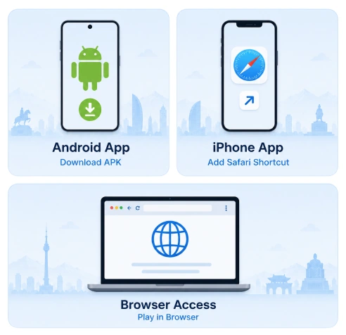 1xBet download options Mongolia Android iOS web three device panels